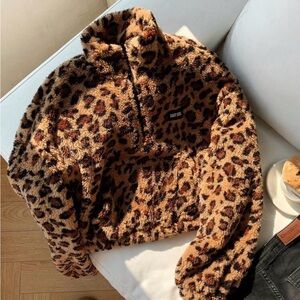 Leopard Print Fleece Jacket